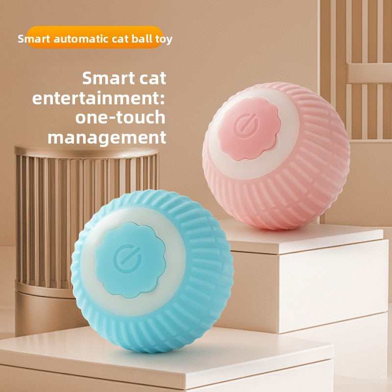 Self-Rolling Interactive Cat Toy Ball — Silicone, Motion-Activated, 7 Styles