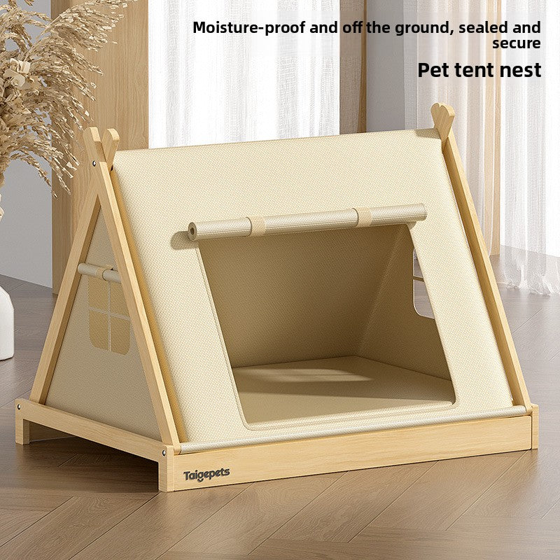 Small Dog Kennel Tent with Four-Season Mat — Breathable Oxford Cloth, Tool-Free Setup