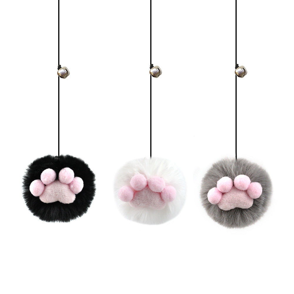 Adjustable Cat Door Clip Teaser Ball Toy — Plush, 3 Colors