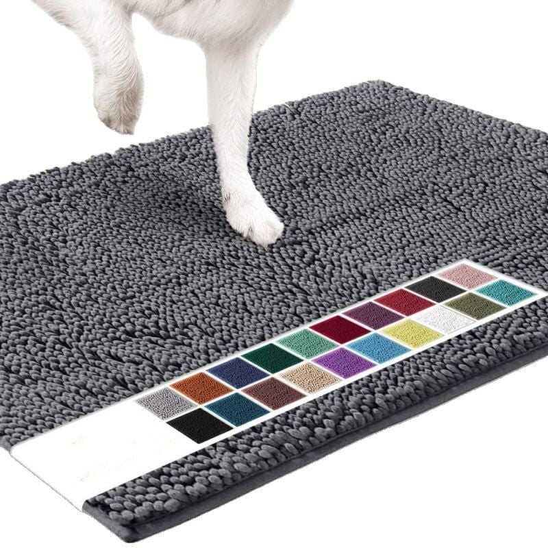 Chenille Plush Anti-Slip Pet Mat — Machine Washable, 8 Sizes, 19 Colors