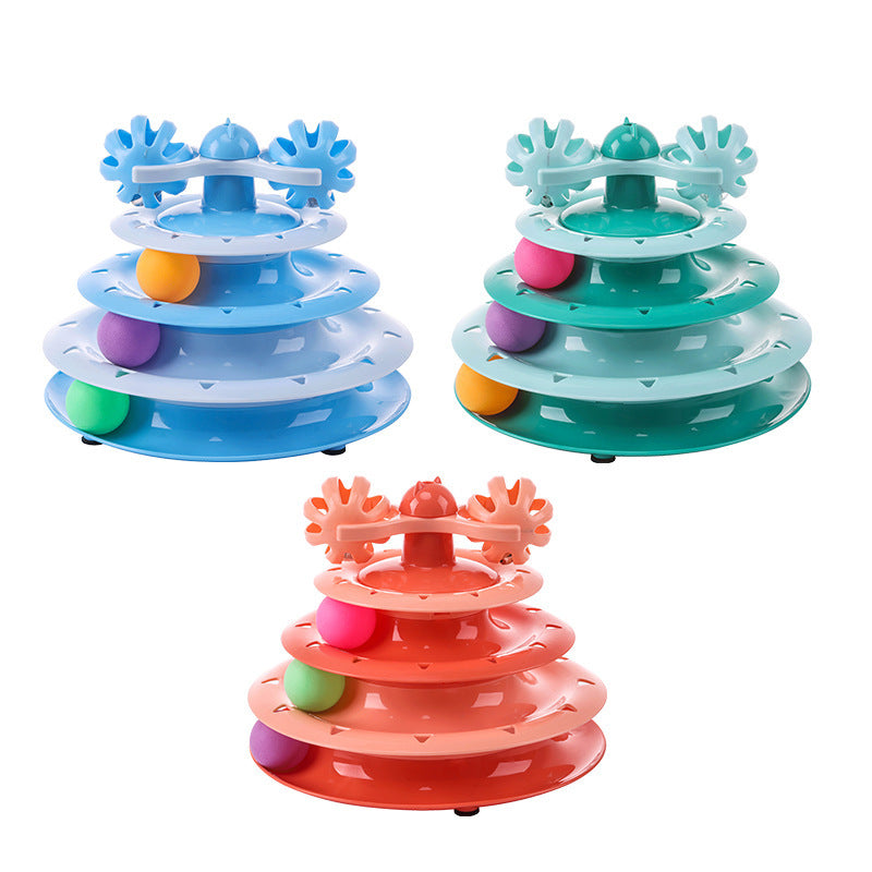 4-Layer Cat Track Ball Toy — Interactive Spinning Turntable, 3 Colors