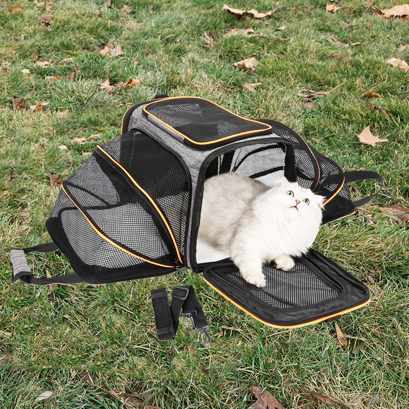 Expandable Pet Carrier Tote — Soft-Sided Travel Bag for Cats & Small Dogs