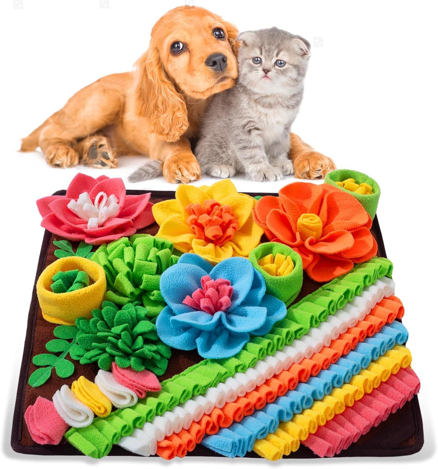 Pet Slow-Feeding Snuffle Mat — Polar Fleece, Machine Washable, 40×40cm, 2 Colors