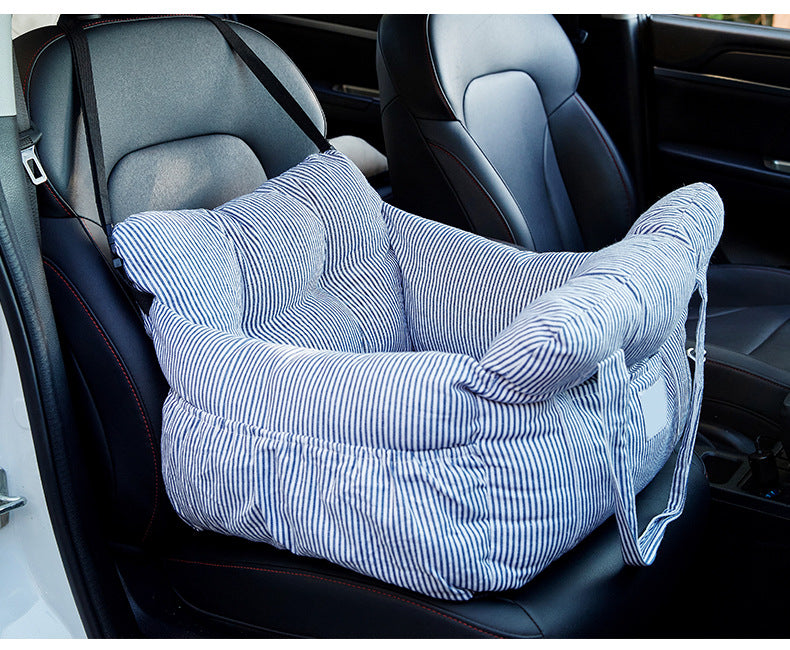 Plush Car Dog Bed — Breathable PP Cotton Travel Nest for Small & Medium Dogs