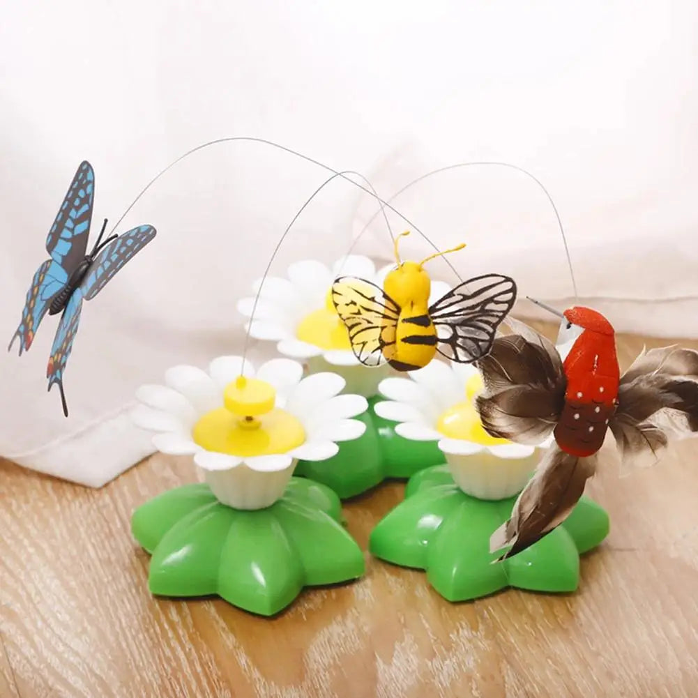 Electric Butterfly & Hummingbird Cat Toy — Auto-Rotating, PP + Steel Wire, Random Color