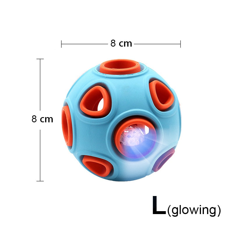 Interactive Rubber Treat Ball Dog Toy — Hollow, Glowing & Bells Variants, S or L