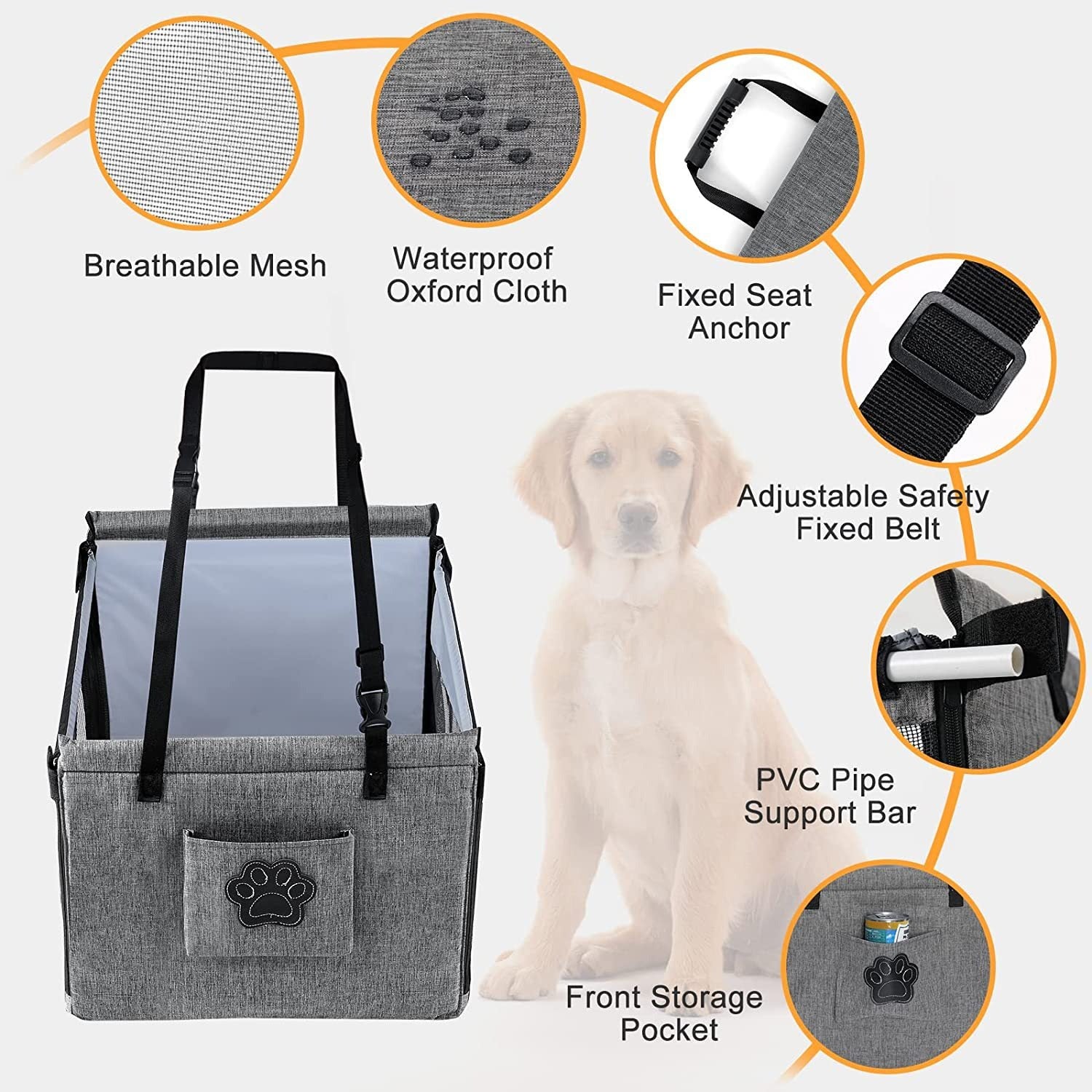 Waterproof Car Rear Seat Pet Basket — Dog Travel Cage & Cushion
