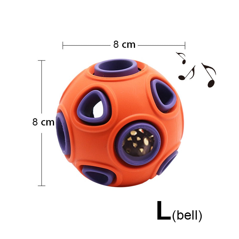 Interactive Rubber Treat Ball Dog Toy — Hollow, Glowing & Bells Variants, S or L