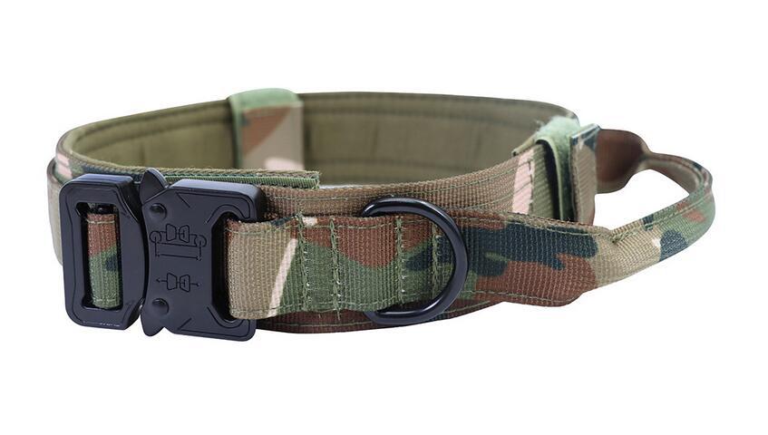 Tactical Dog Collar & Leash Set — Heavy-Duty Nylon, 8 Colors, Sizes M–XL