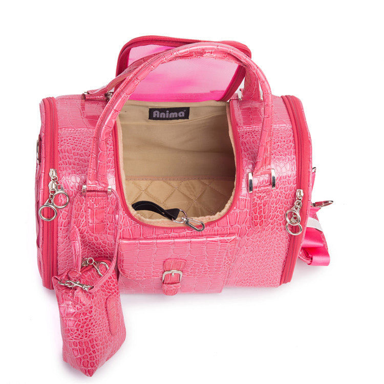 Crocodile PU Leather Pet Carrier Bag — Removable Pad, 3 Colors, S or M