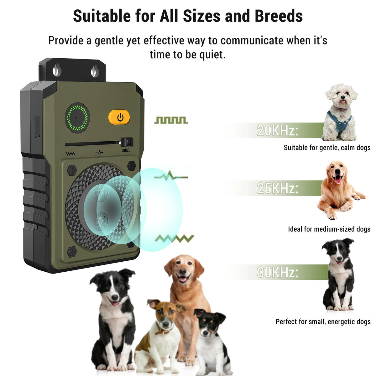 Ultrasonic Bark Deterrent & Dog Trainer – Automatic Anti-Bark Device with 49 ft. Range | IPX4 Weatherproof