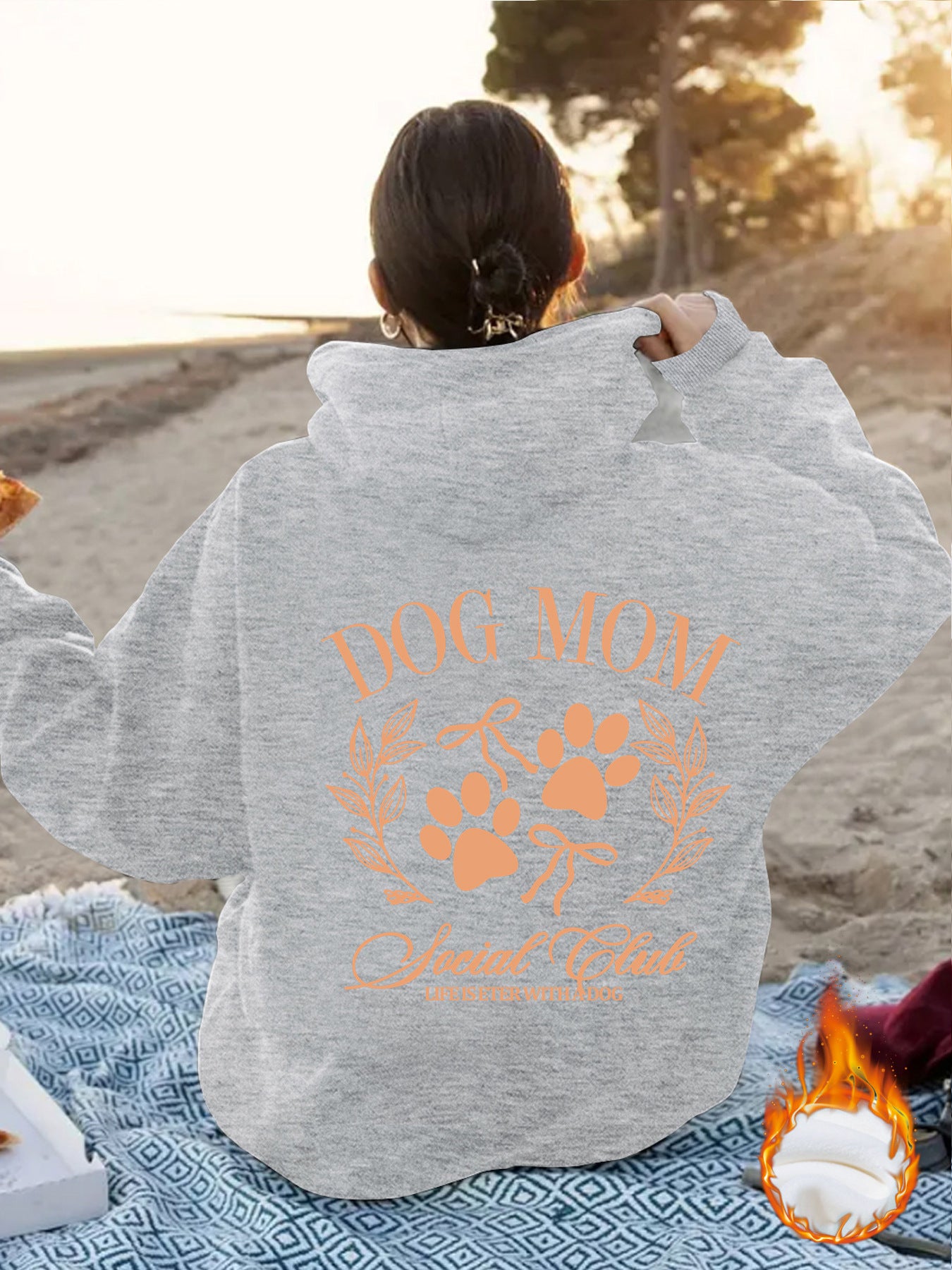Dog Mom Printed Hoodie — Loose Fit, Lantern Sleeve, 5 Sizes, 8 Colors