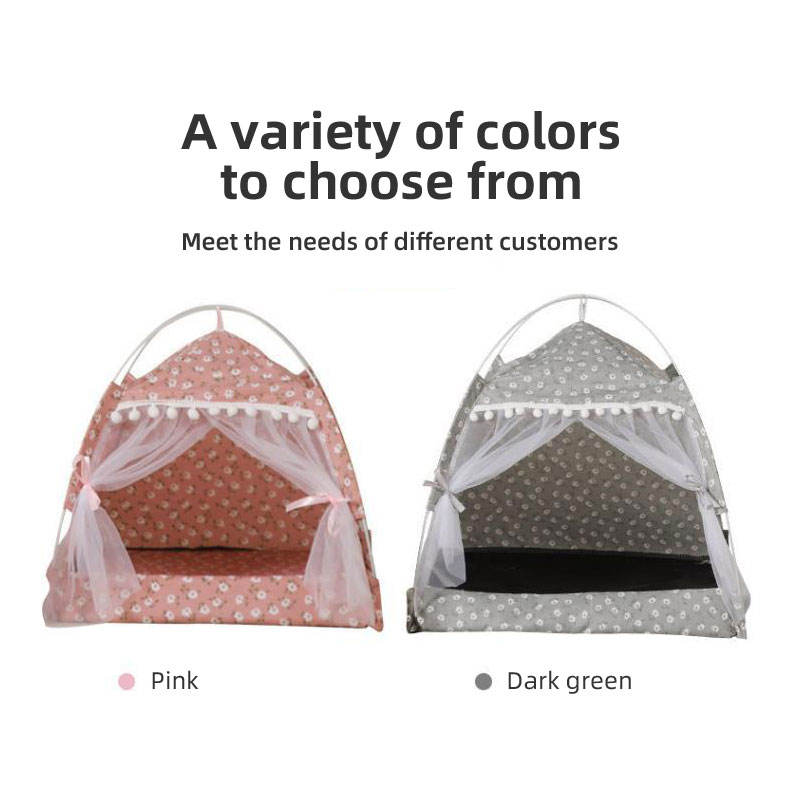 Canvas Pet Teepee Tent Bed — Indoor Cave Bed for Dogs & Cats, Sizes S–XL, 2 Colors