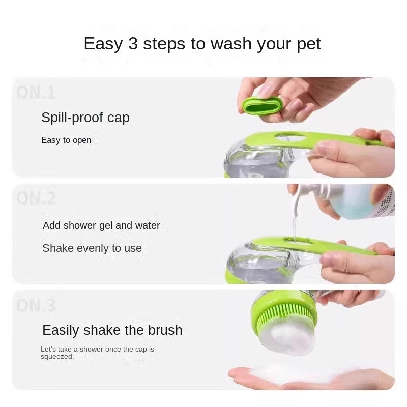 Silicone Pet Bath Brush — Massage & Shampoo Shower Tool for Dogs & Cats, 3 Colors