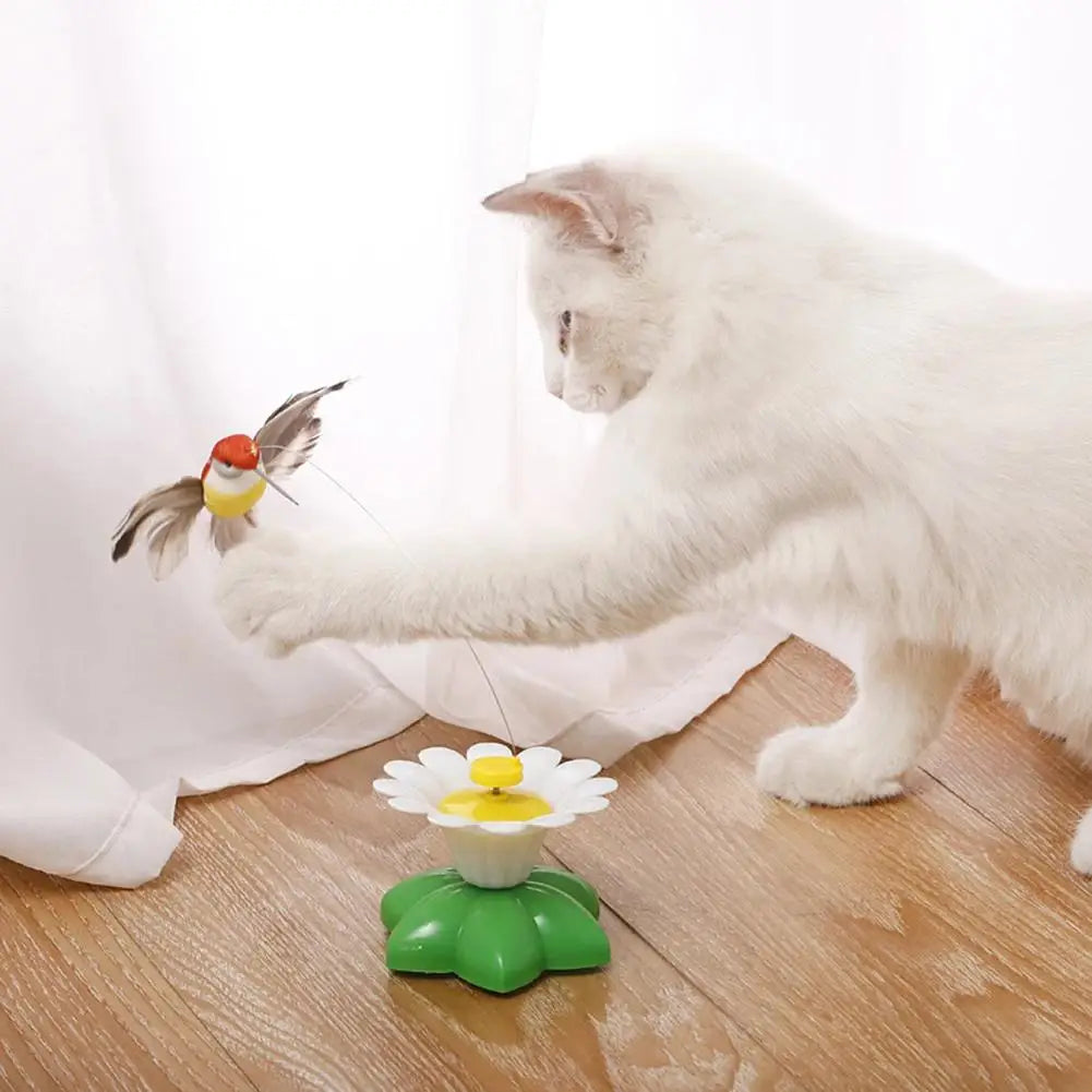 Electric Butterfly & Hummingbird Cat Toy — Auto-Rotating, PP + Steel Wire, Random Color