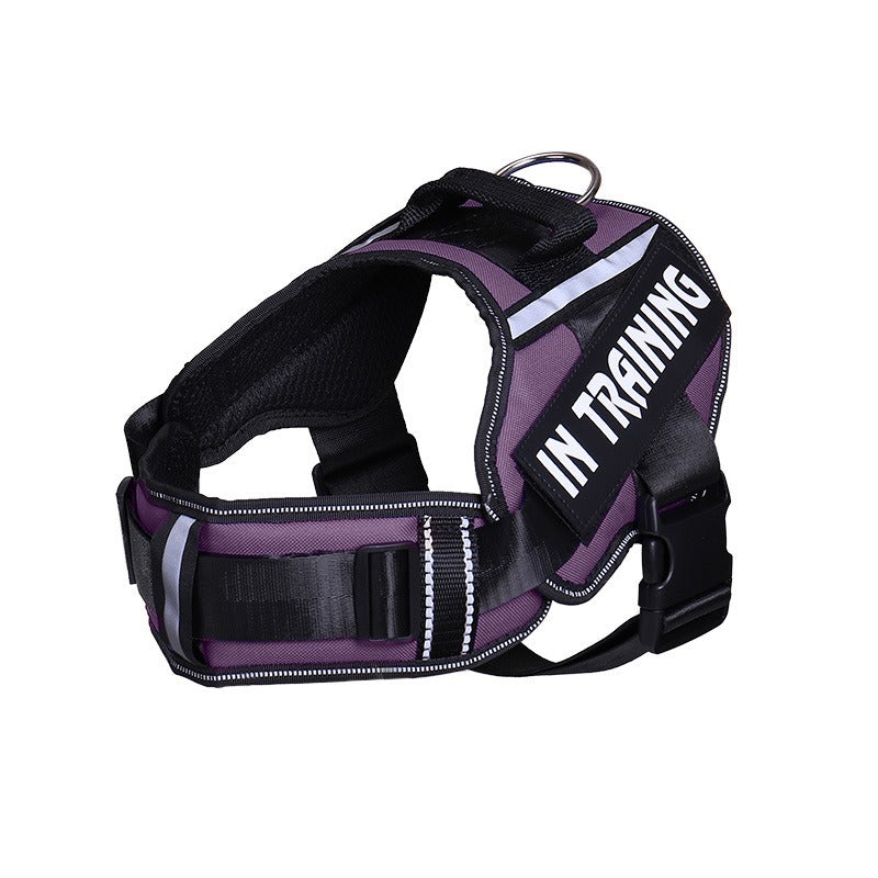 Reflective Dog Chest Harness — Breathable Nylon Vest with Neck Guard, 8 Colors, Sizes S–XL