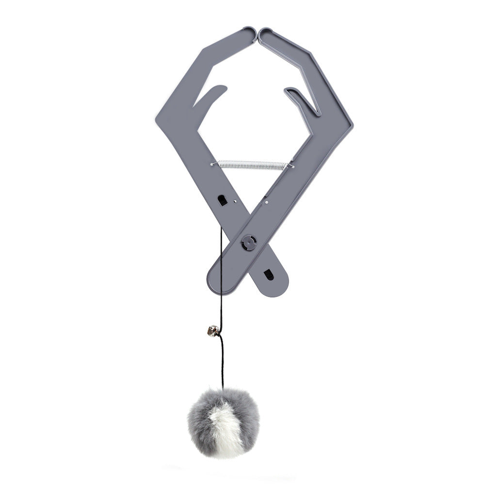 Adjustable Cat Door Clip Teaser Ball Toy — Plush, 3 Colors
