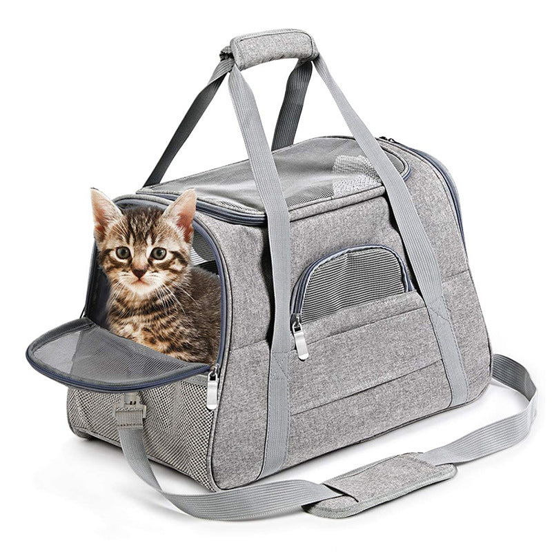 Breathable Oxford Pet Carrier Bag — Crossbody & Car Bag for Cats & Dogs