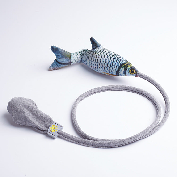 Airbag Teasing Cat Toy — Plush Fish & Tail Wand, 5 Styles, 51 in
