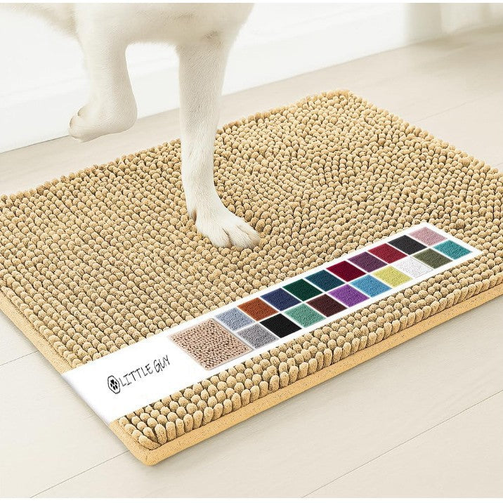 Chenille Plush Anti-Slip Pet Mat — Machine Washable, 8 Sizes, 19 Colors