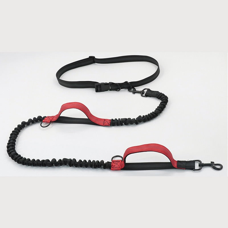 Hands-Free Running Dog Leash – Elastic Reflective Waist Belt Leash with Bungee Cord