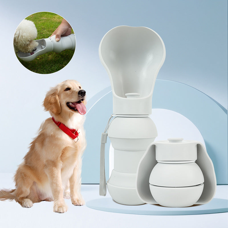 Foldable Dog Travel Water Bottle — 550ml BPA-Free Silicone, Spherical or Column