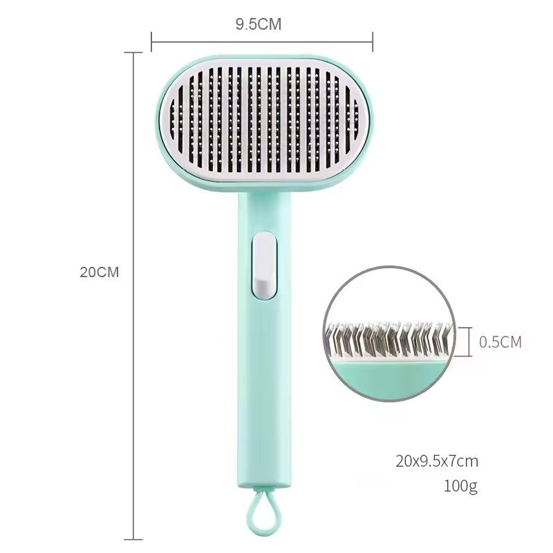 Self-Cleaning Pet Deshedding Comb — Automatic Hair Removal, ABS & Stainless Steel, 4 Colors