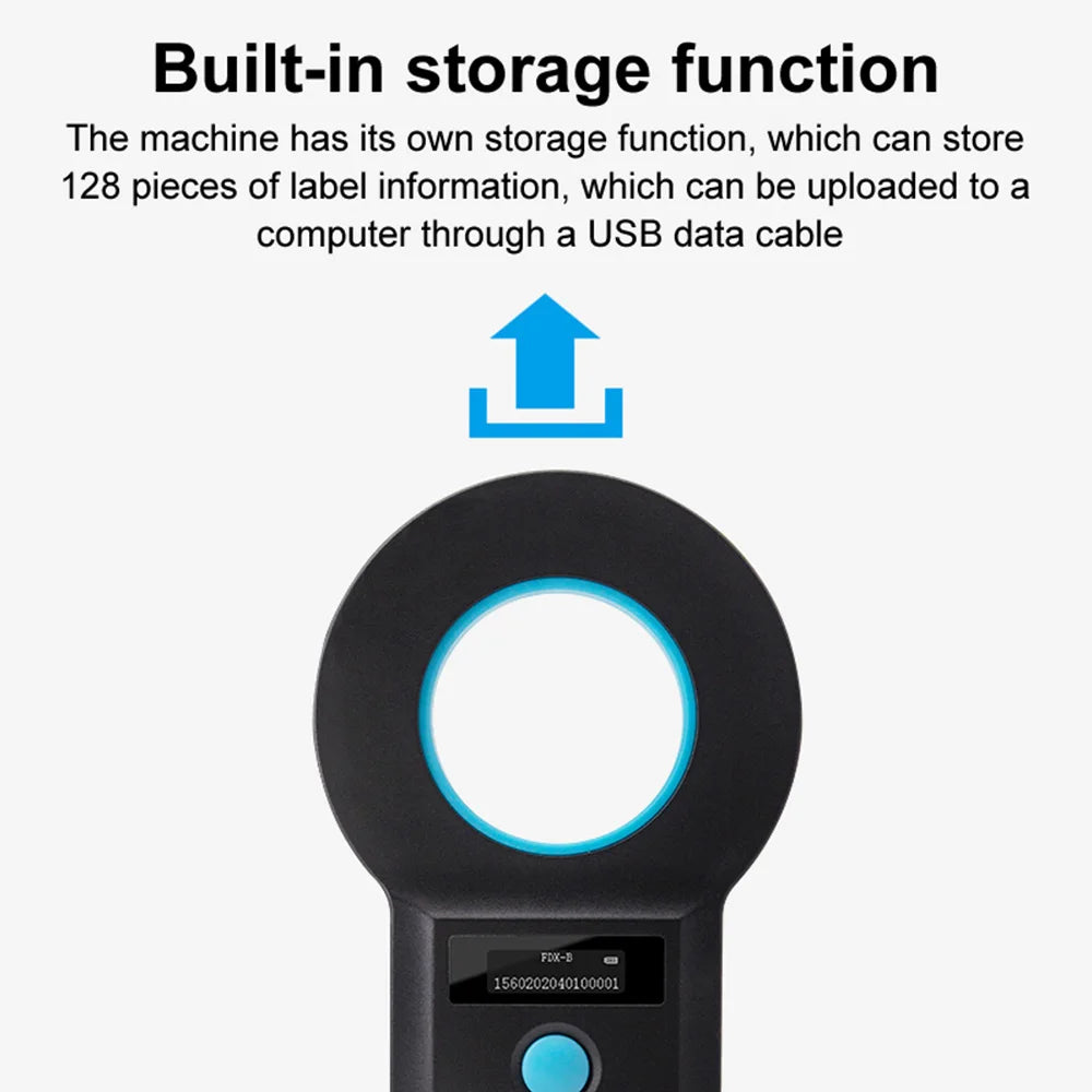 RFID Pet Microchip Scanner — 134/125kHz, OLED Display, USB & Bluetooth (W90B)