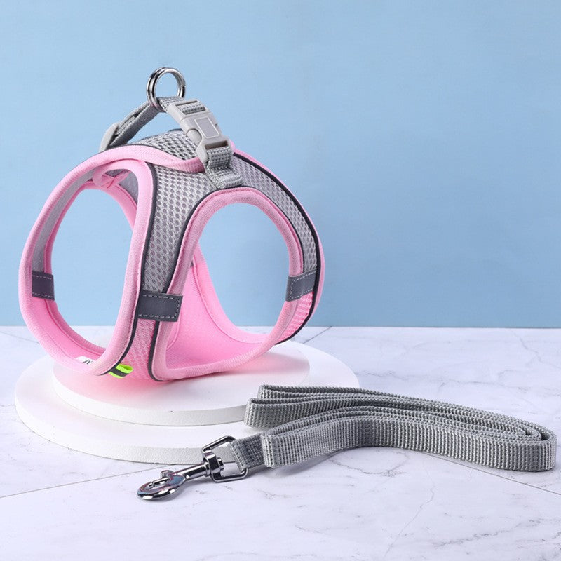 Reflective Vest Harness with Leash — Polyester, 5 Sizes, 3 Colors, 1.5m Leash Included