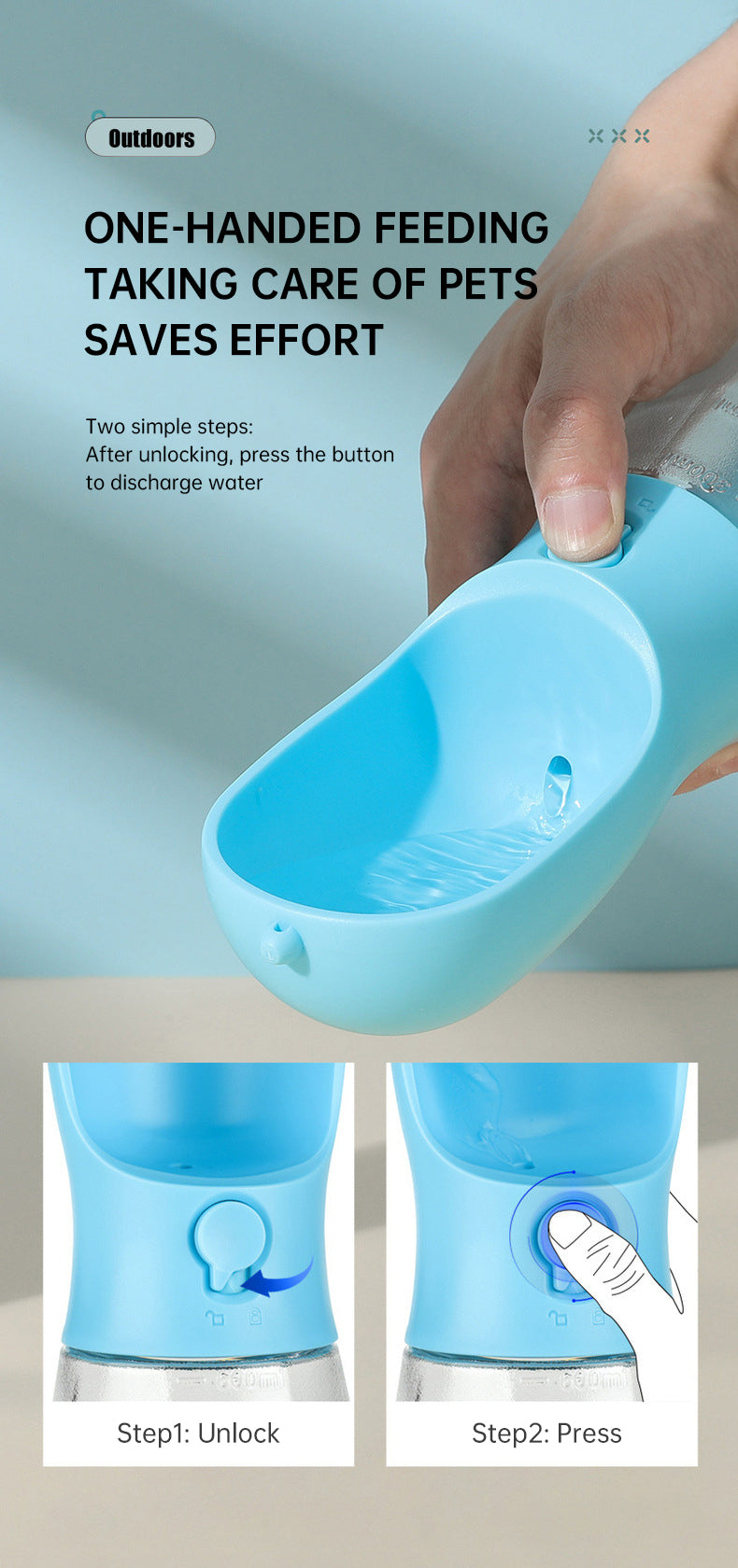 3-in-1 Portable Pet Water Bottle — Water, Food & Poop Bags in One