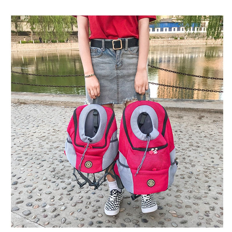 Mesh Pet Backpack Carrier — Double Shoulder Travel Bag for Dogs & Cats