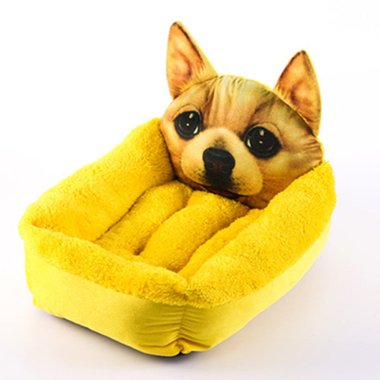 3D Cartoon Pet Cave Nest – Warm Plush Dog & Cat House Bed, 4 Character Designs