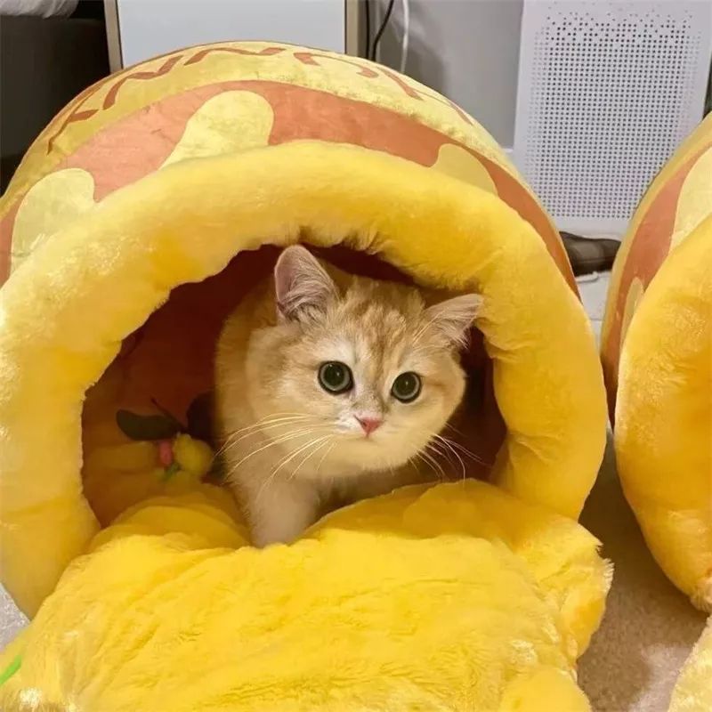 Honey Jar Cat Bed & Kennel – Cozy Winter Warm Cave House for Cats
