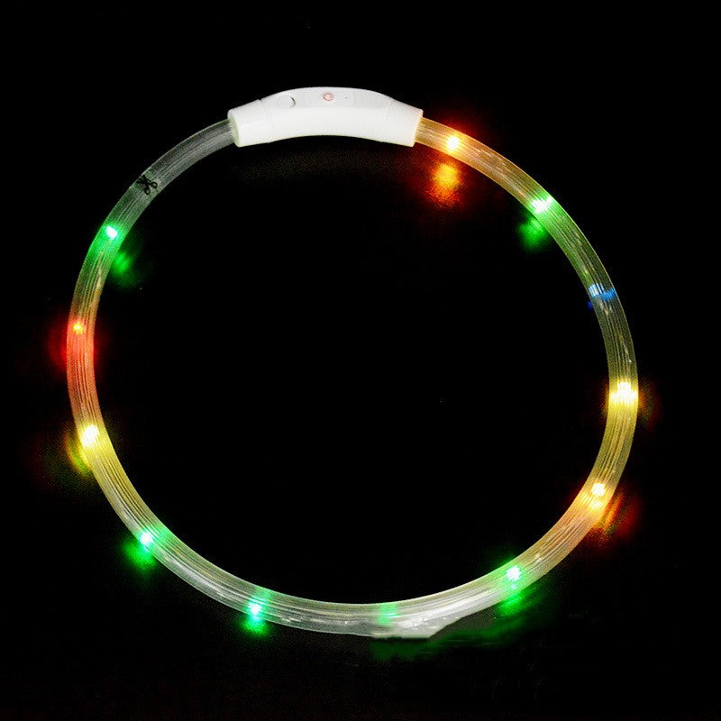 USB Rechargeable LED Dog Collar — Fiber Optic Glow, 3 Colors, S/M/L