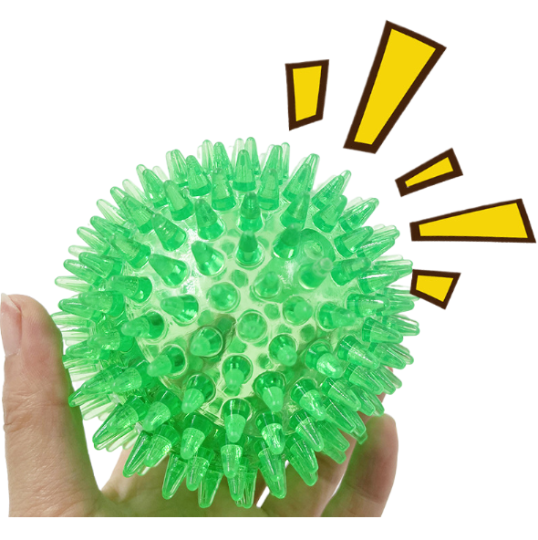 Squeaky Spike Ball Dog Toy — TPR Chew & Teeth Grinding Toy, 3.5 in, 3 Colors