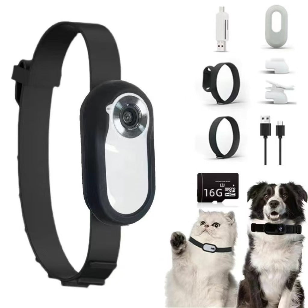 Pet Collar Camera — 1080p HD, Magnetic Collar Clip, 2–3hr Recording, Up to 128GB