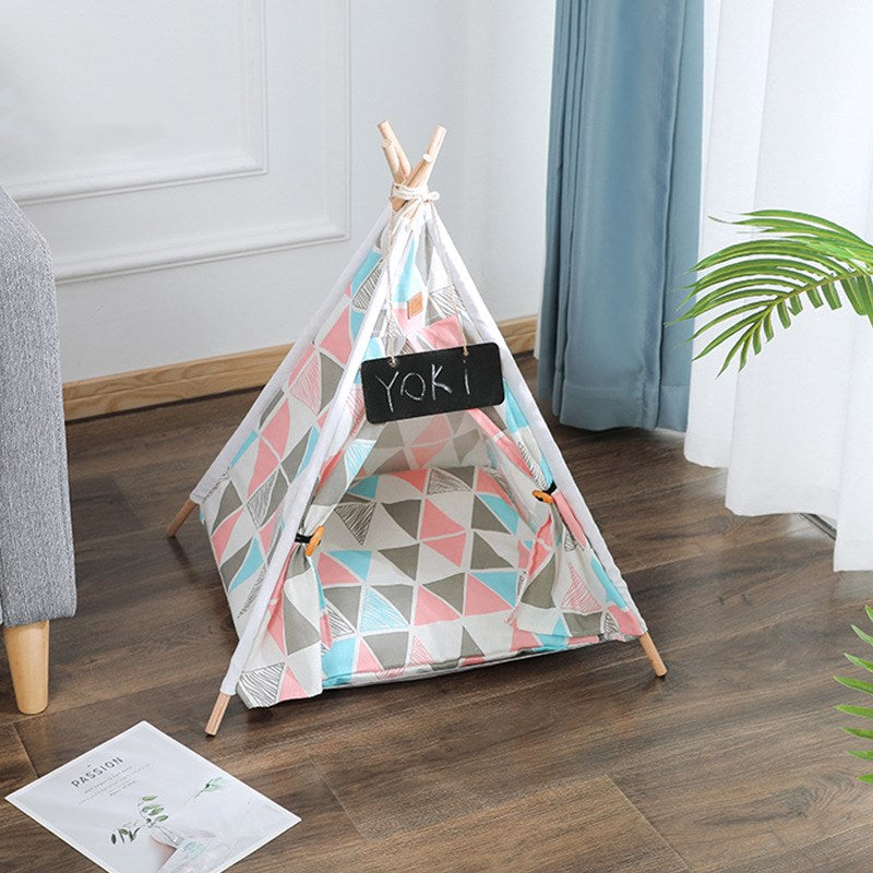 Canvas Pet Tent Kennel – Removable & Washable Dog Tent Bed with Pad