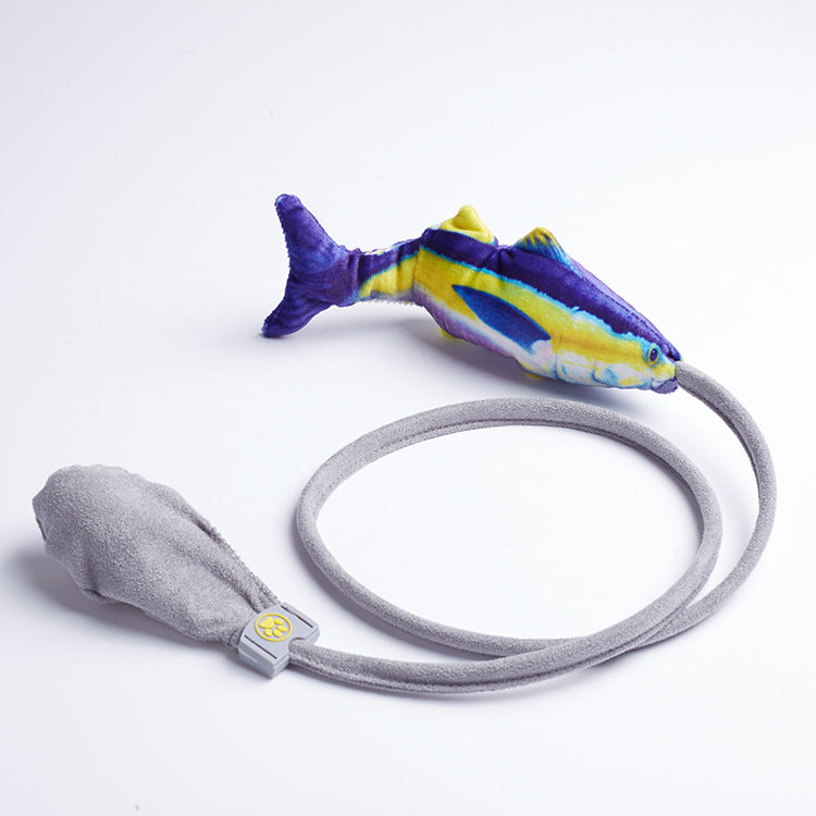 Airbag Teasing Cat Toy — Plush Fish & Tail Wand, 5 Styles, 51 in