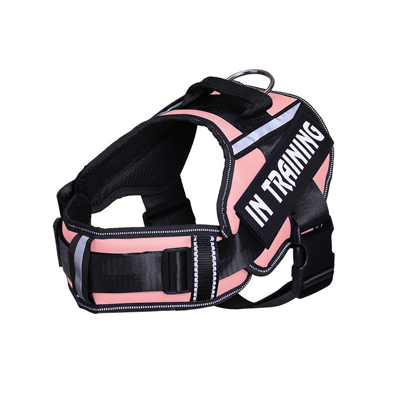 Reflective Dog Chest Harness — Breathable Nylon Vest with Neck Guard, 8 Colors, Sizes S–XL