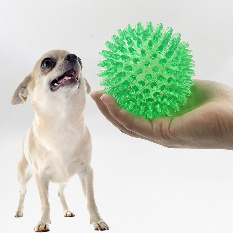 Squeaky Spike Ball Dog Toy — TPR Chew & Teeth Grinding Toy, 3.5 in, 3 Colors
