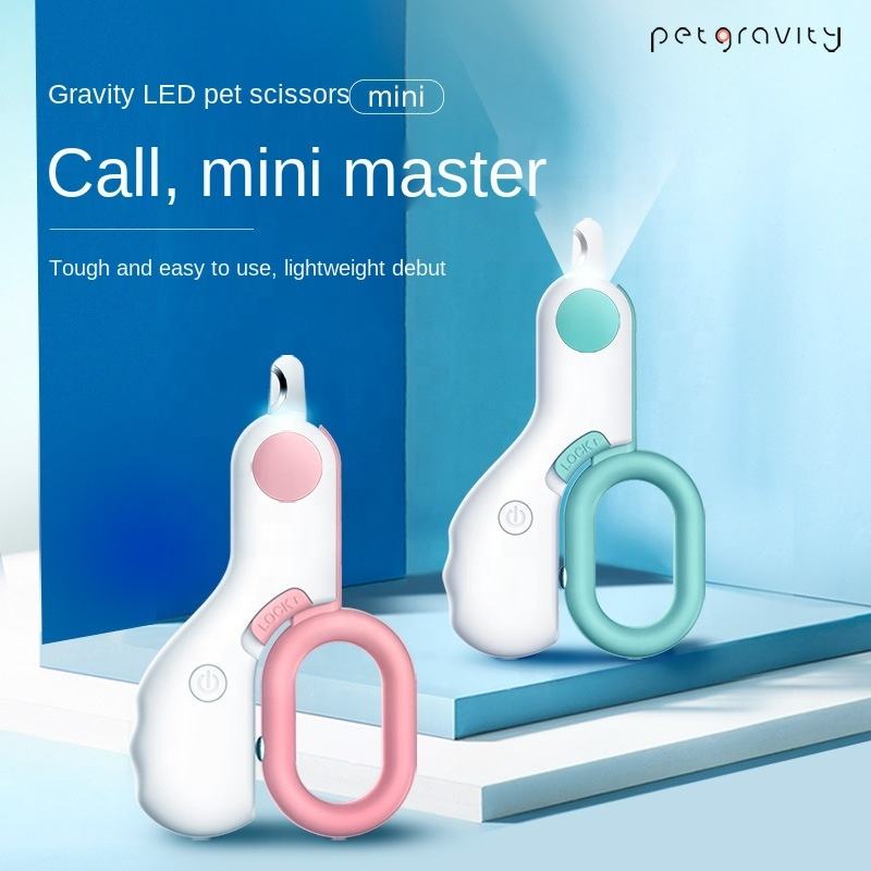 LED Pet Nail Clippers — Built-In Light to See the Blood Line, Stainless Steel, Blue & Pink