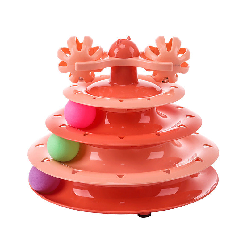 4-Layer Cat Track Ball Toy — Interactive Spinning Turntable, 3 Colors