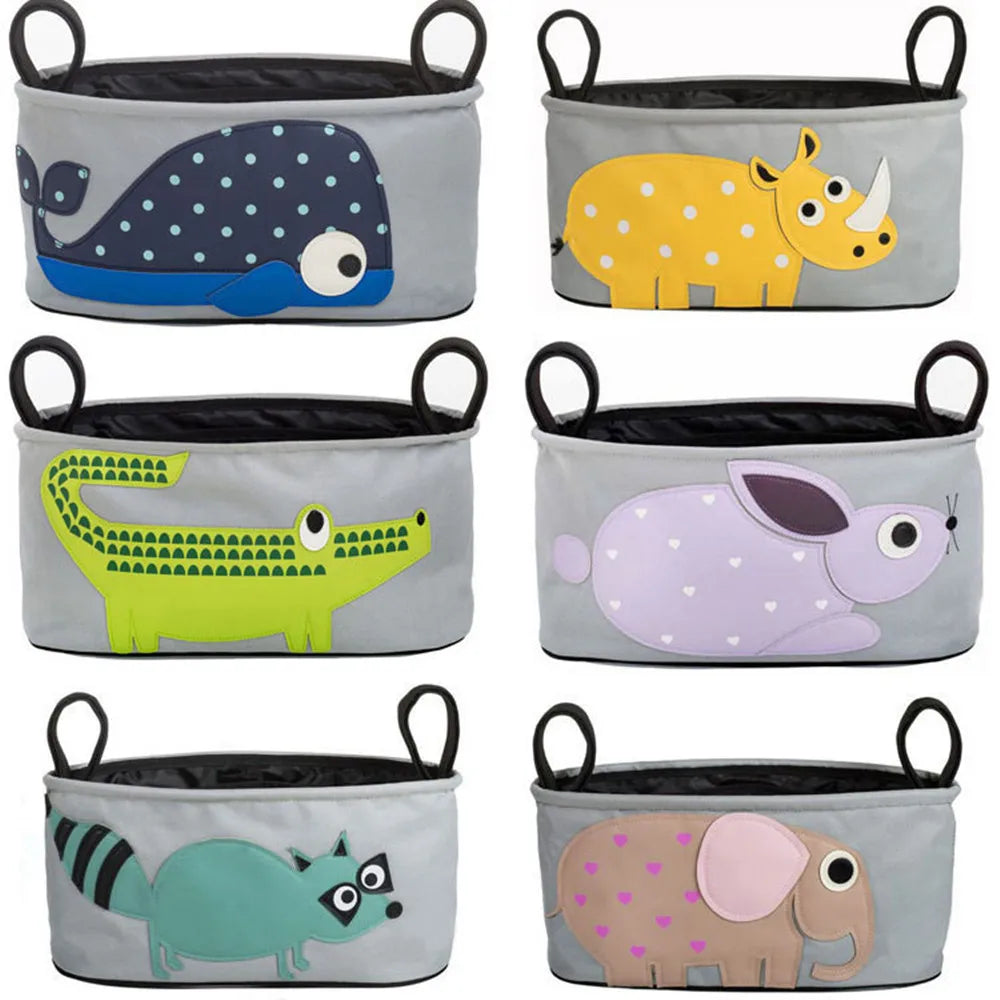 Animal Character Pet Stroller Organizer Bag — Cute Storage Pouch for Pet Prams