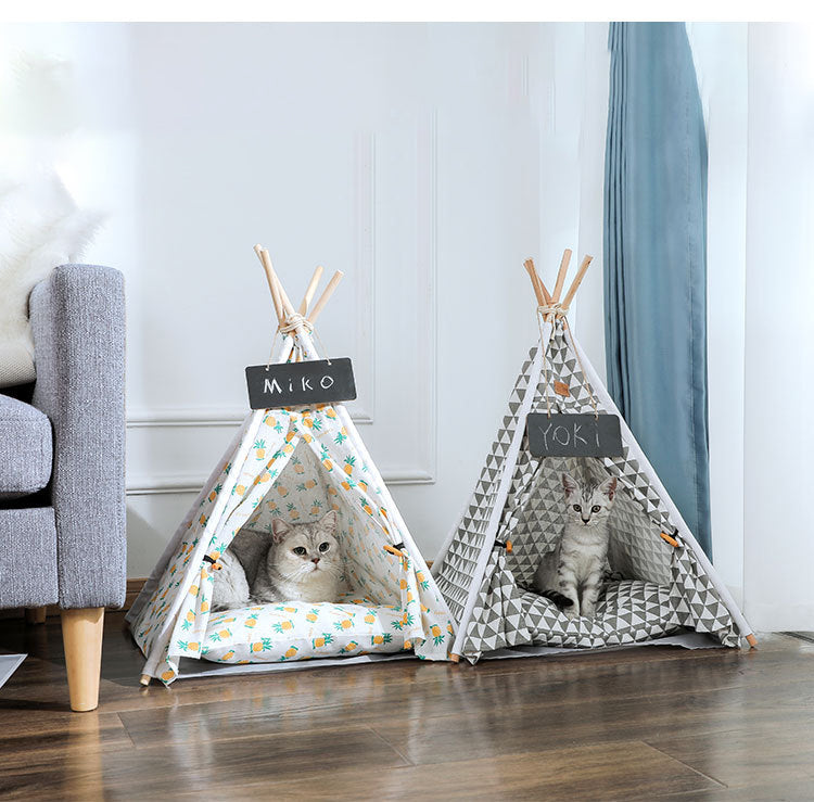 Canvas Pet Tent Kennel – Removable & Washable Dog Tent Bed with Pad