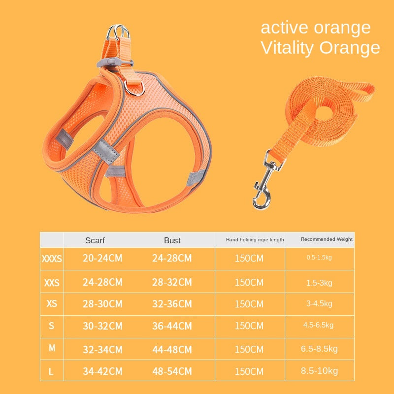 Breathable Mesh Vest Harness — Reflective, 6 Sizes XXXS–L, 5 Color Suits