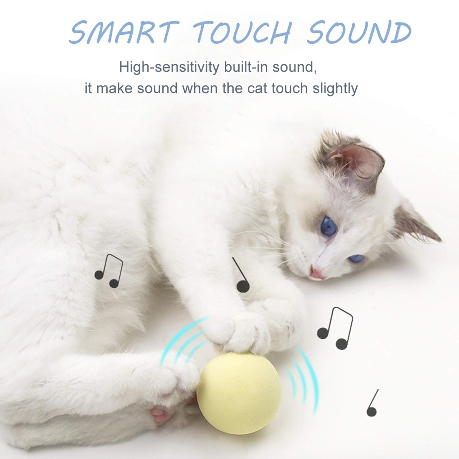 Interactive Catnip Sound Ball — Touch-Triggered Animal Sounds, EVA or Wool, 3 Colors
