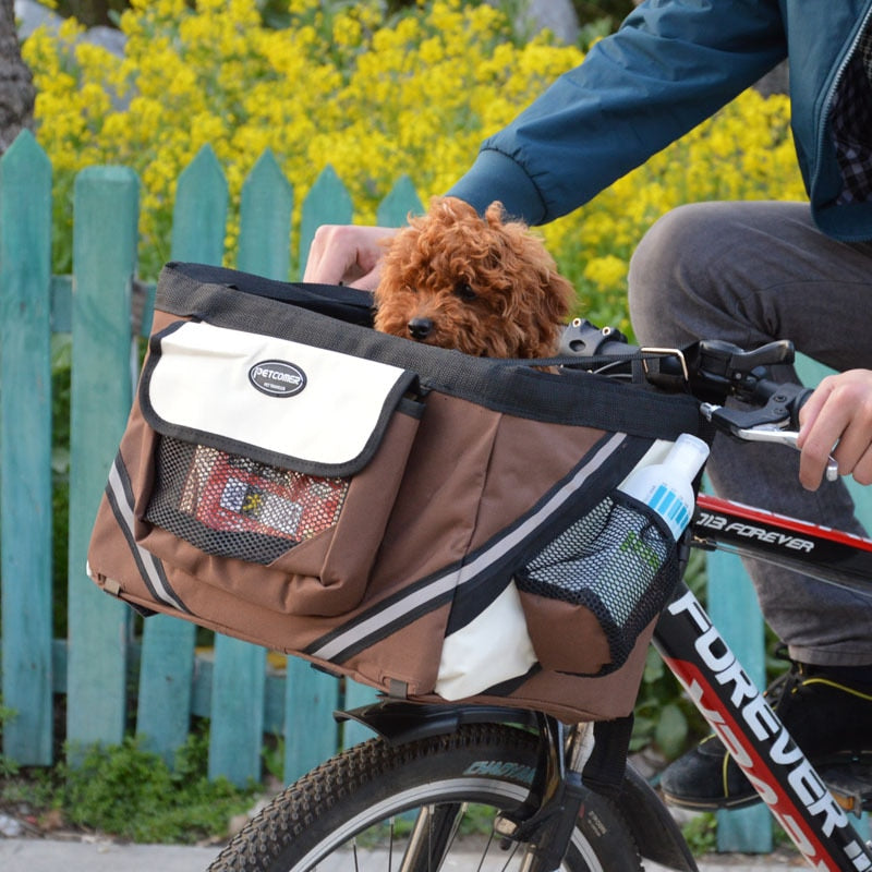 Pet Bicycle Carrier Bag — Waterproof Oxford Basket for Dogs & Cats, 3 Colors