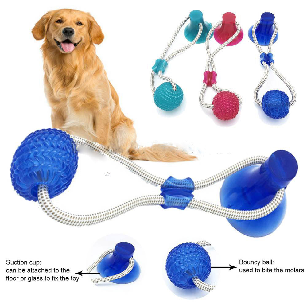 Suction Cup Dog Chew Toy — TPR Rubber Molar Ball for Teeth Cleaning & Self-Play