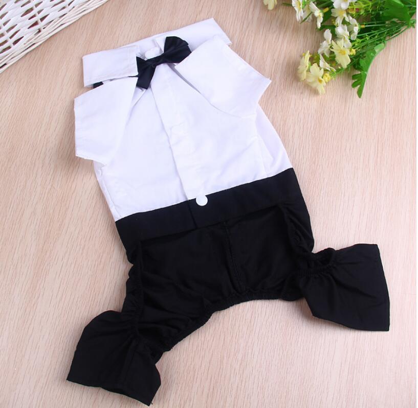 Dog Groom Tuxedo Jumpsuit with Bow Tie — Cotton & Polyester, S–XL