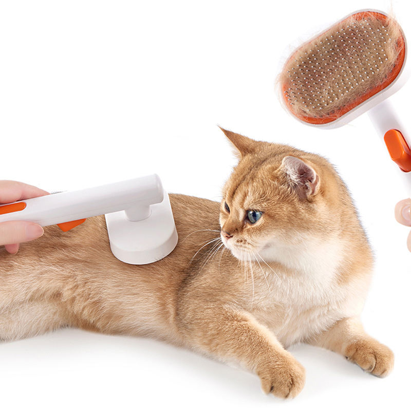 Self-Cleaning Pet Deshedding Comb — Automatic Hair Removal, ABS & Stainless Steel, 4 Colors